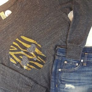 LAST CHANCE! CLOSET CLOSING! Skull sweatshirt long-sleeve gray sequin sparkly